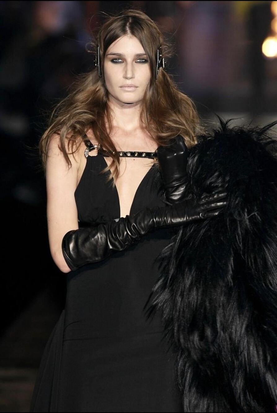 Dsquared2 Black F/W 2007 Runway Studded Leather Harness Draped Dress (Size: S)